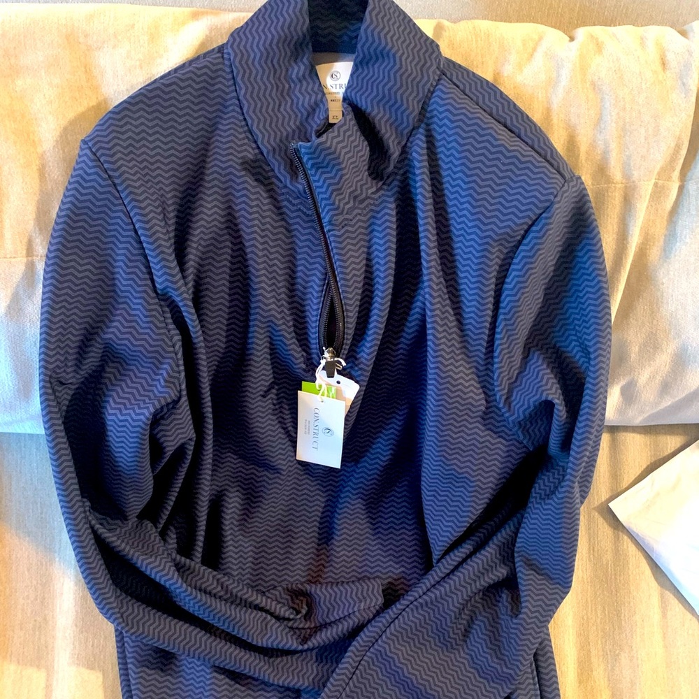 Construct blue half zip athletic top with zig zag detail XL